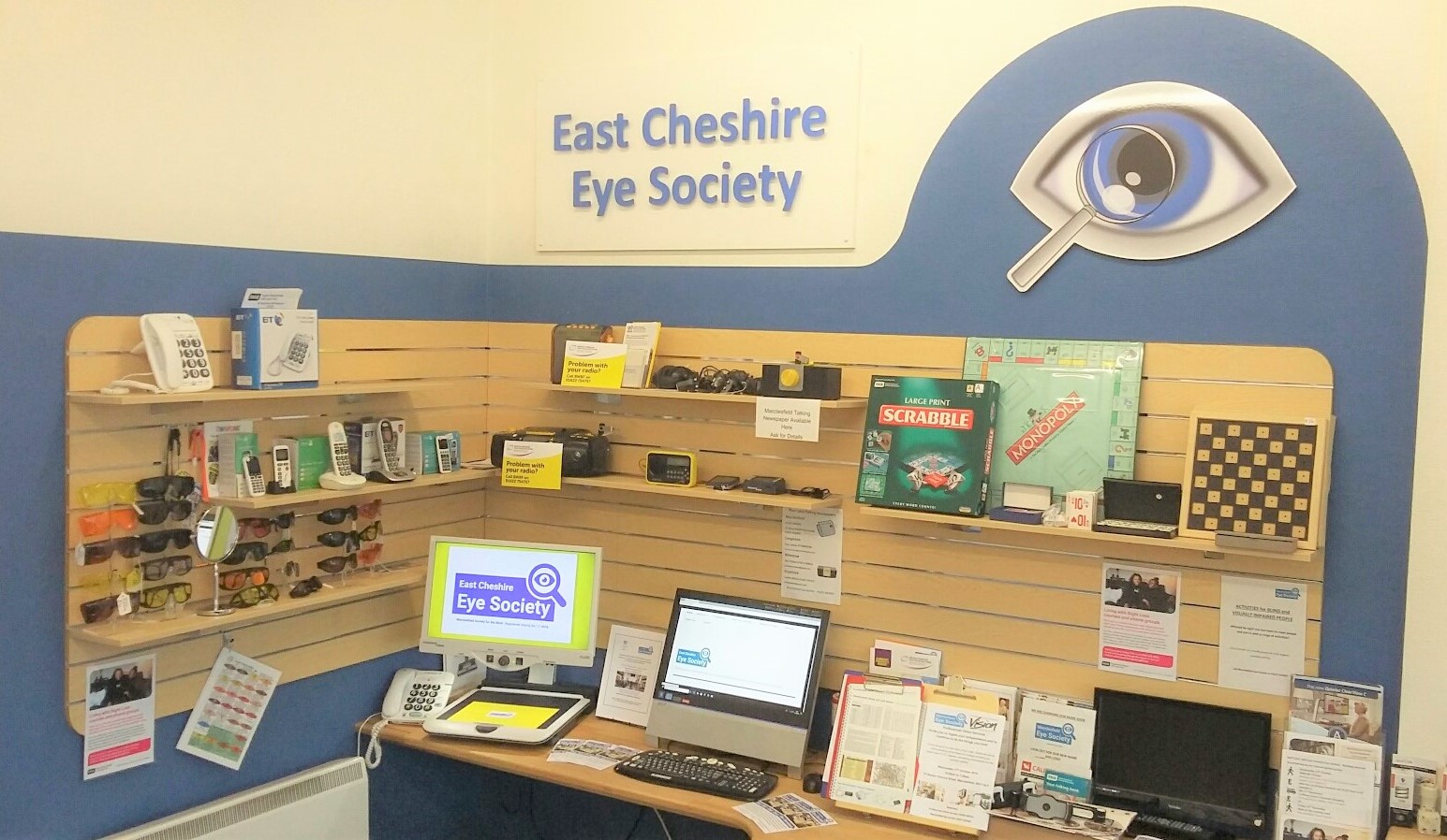 East Cheshire Eye Society shop with range of sight loss equipment