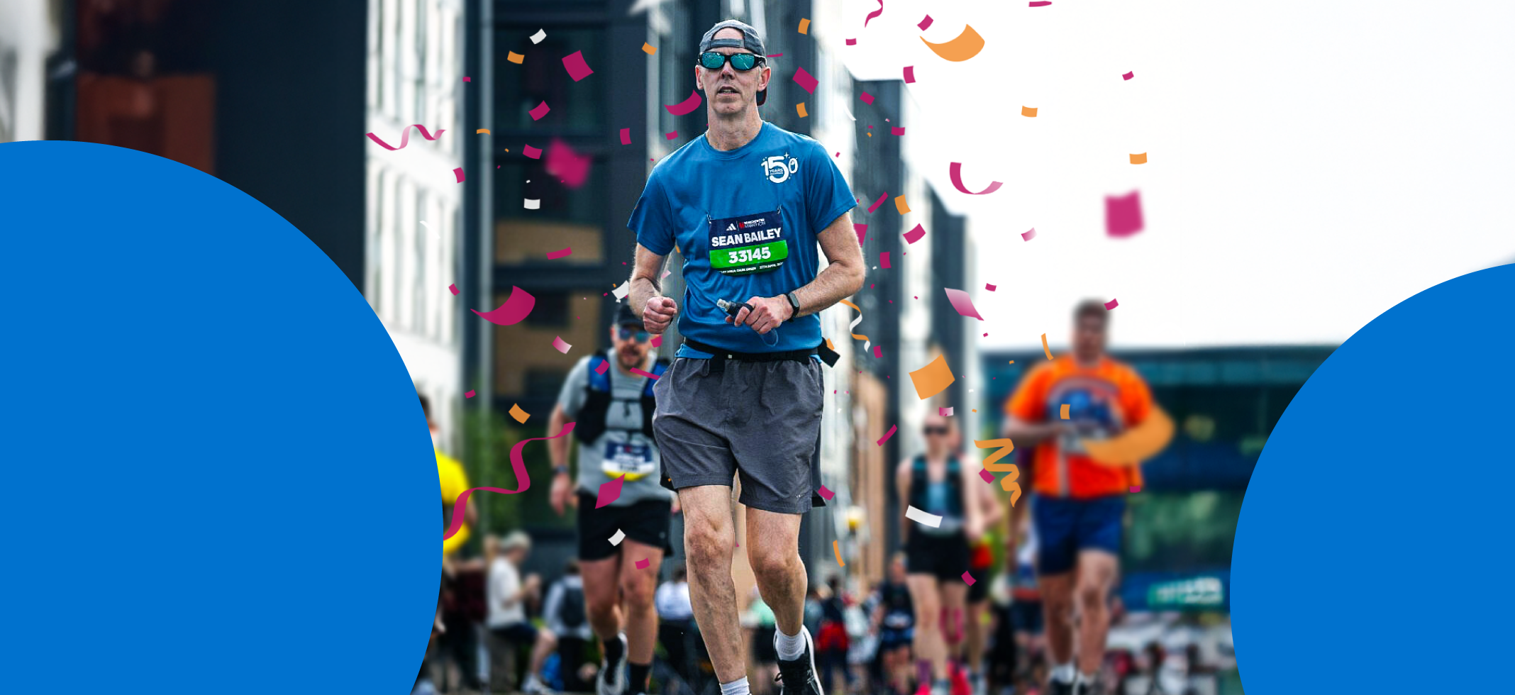 Sean Bailey running the Manchester Marathon for East Cheshire Eye Society
