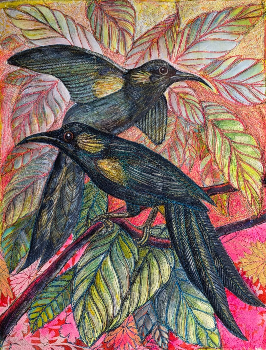 Birds - MIxed Media Greeting Card